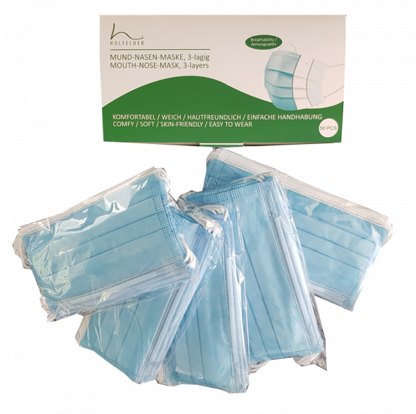Disposable mouth nose mask, three-layer, 50pc.
